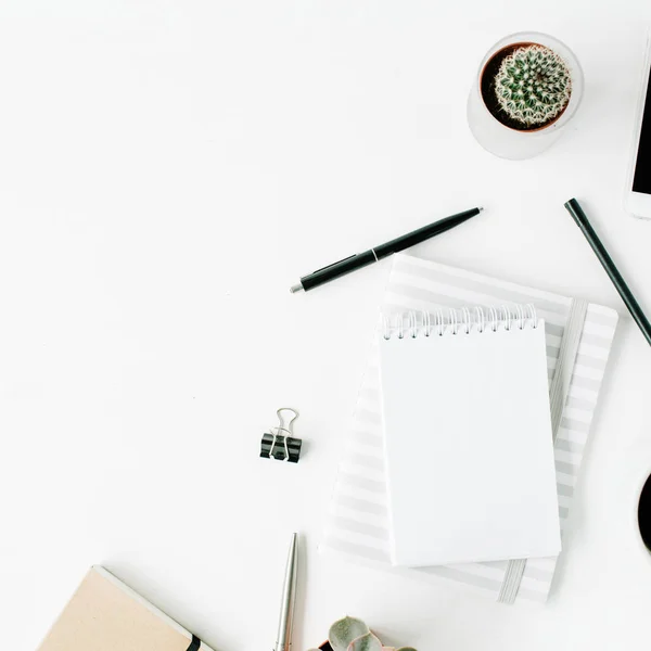 Modern flat lay, top view workspace — Stock Photo, Image