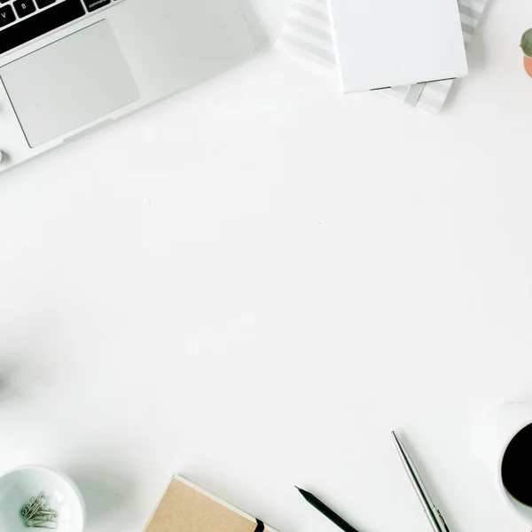 Modern flat lay, top view workspace — Stock Photo, Image