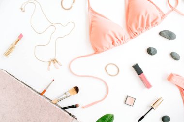 kadın yaz bikini mayo ve aksesuarları kolaj