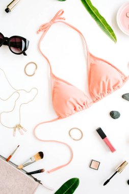 kadın yaz bikini mayo ve aksesuarları kolaj