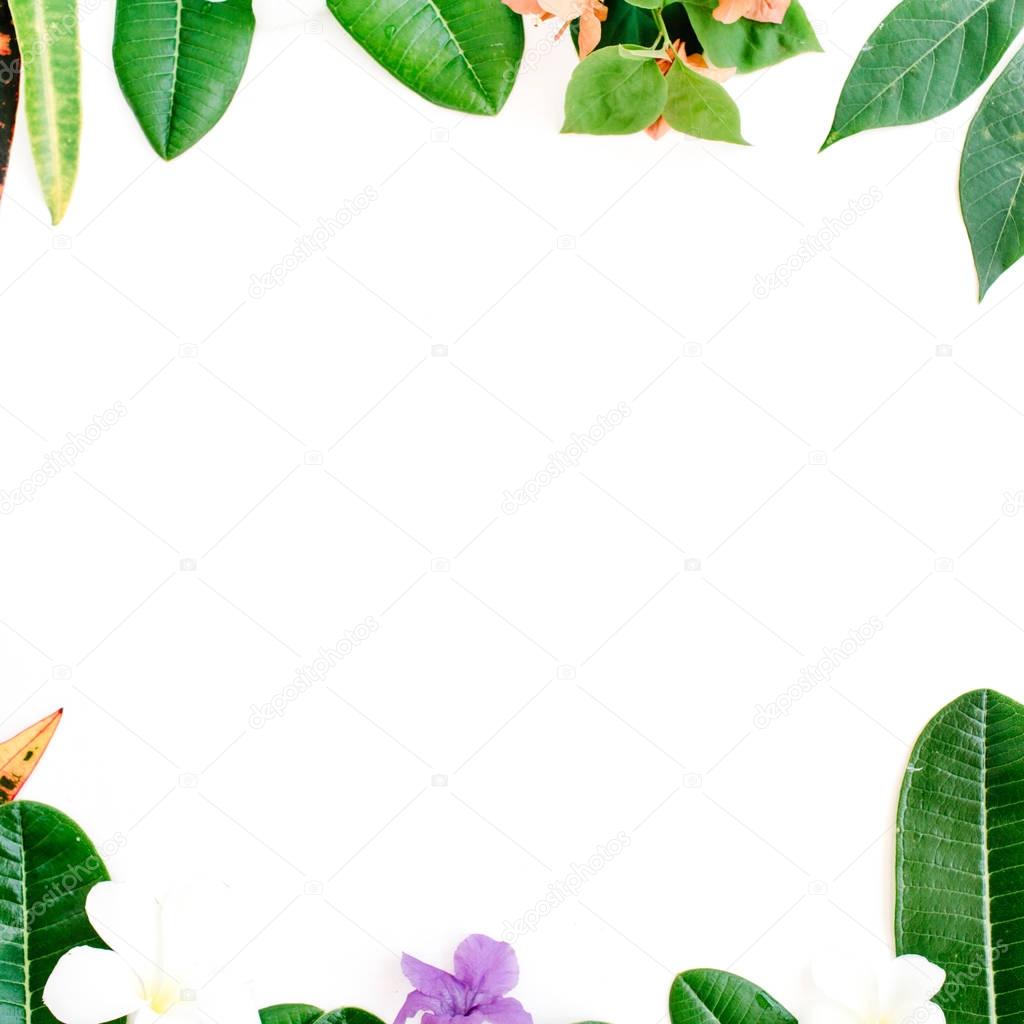 topical exotic colored leaves frame