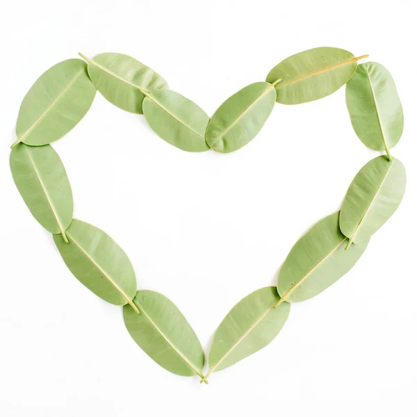 Simbolo del cuore fatto di foglie verdi — Foto Stock