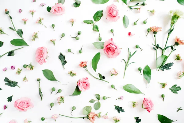 Floral patroon gemaakt van roze en beige rozen — Stockfoto
