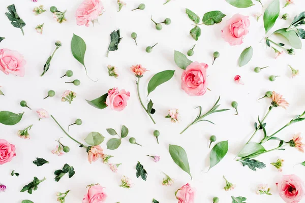 Floral patroon gemaakt van roze en beige rozen — Stockfoto