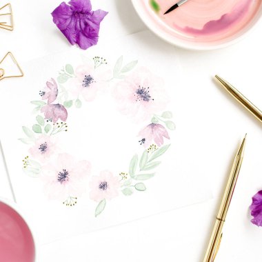 Çiçek çelenk çerçeve