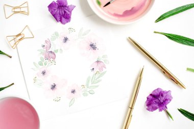 Çiçek çelenk çerçeve