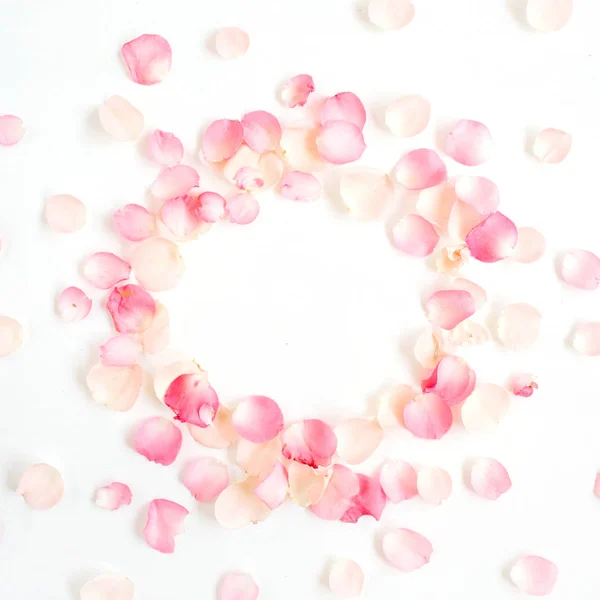 Frame made of pink roses petals — Stock Photo, Image