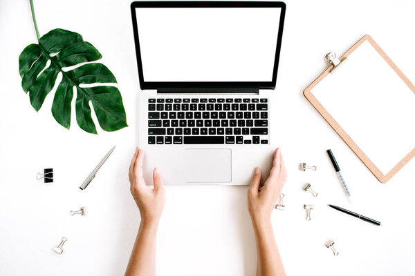 Woman working on laptop