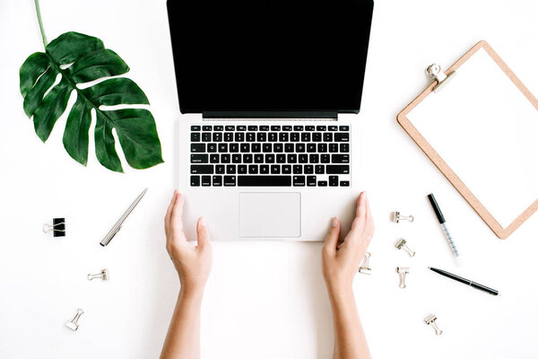 Woman working on laptop