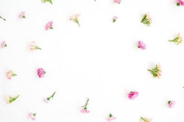 Pembe ve bej kır çiçeği tomurcukları ile çerçeve