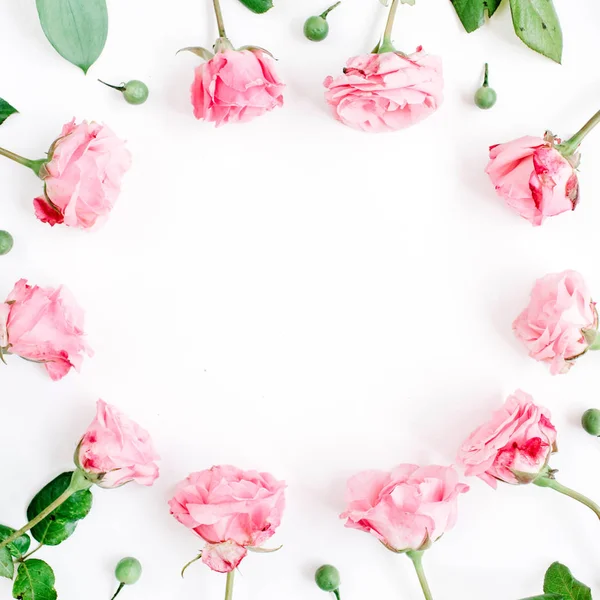 Rám vyrobený z růžových růží — Stock fotografie