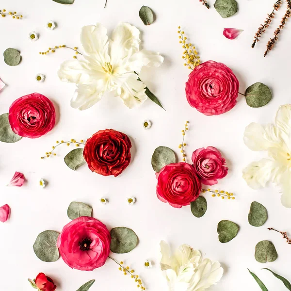 Textura floral con rosas rosadas y rojas — Foto de Stock