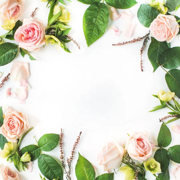 Frame made of pink roses — Stock Photo, Image