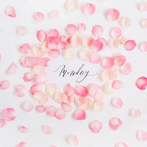 "Monday" written with calligraphy and floral pattern — Stock Photo, Image