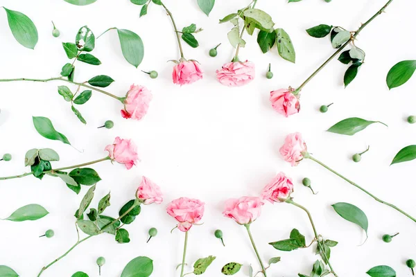 Frame made of pink roses — Stock Photo, Image