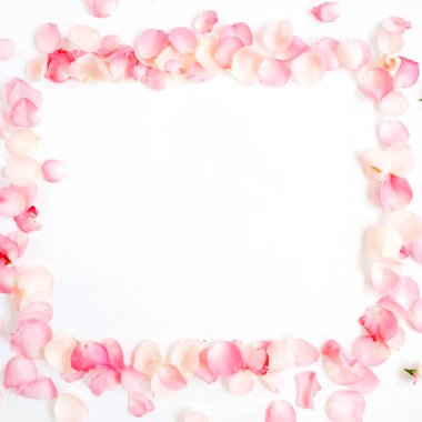 Pembe gül yaprakları çerçeve yaptı