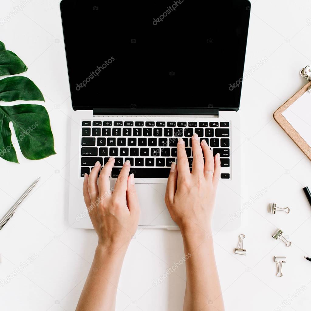  Workspace with girl's hands