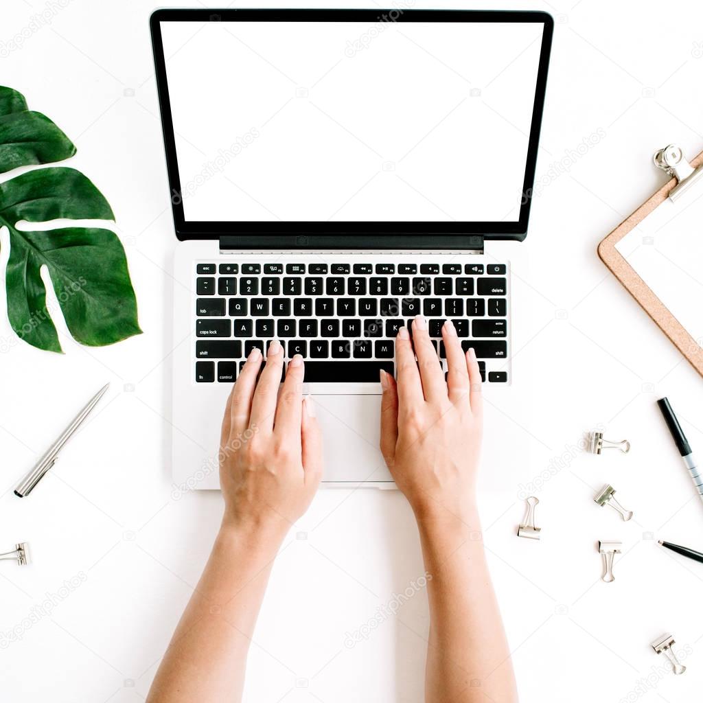  Workspace with girl's hands