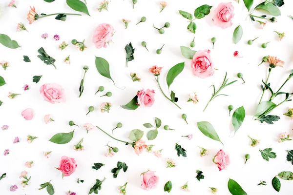 Floral patroon gemaakt van roze en beige rozen, — Stockfoto