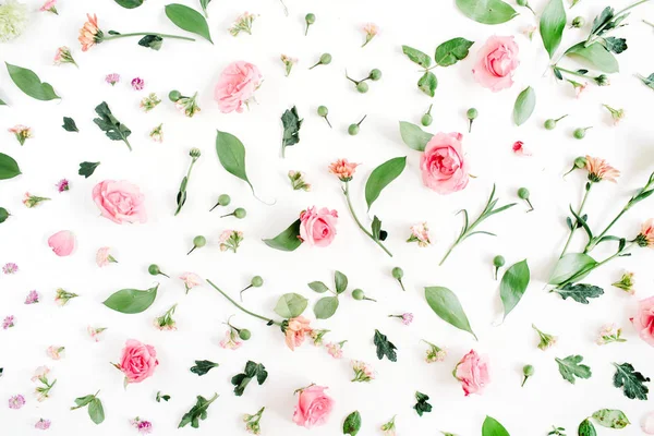 Floral μοτίβο φτιαγμένο από τριαντάφυλλα ροζ και μπεζ, — Φωτογραφία Αρχείου