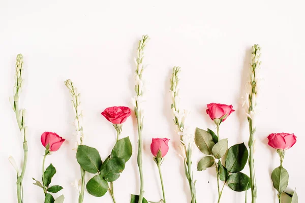 Rosas rosadas y flores blancas —  Fotos de Stock