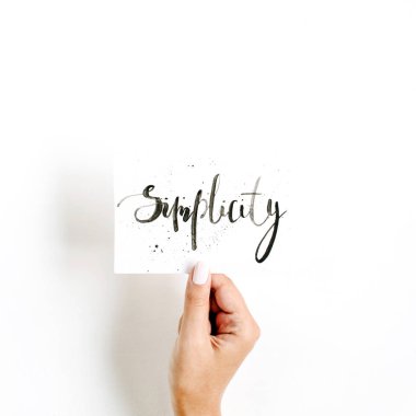 Kızın elini basitlik Word'de ile minimalist şık kompozisyon