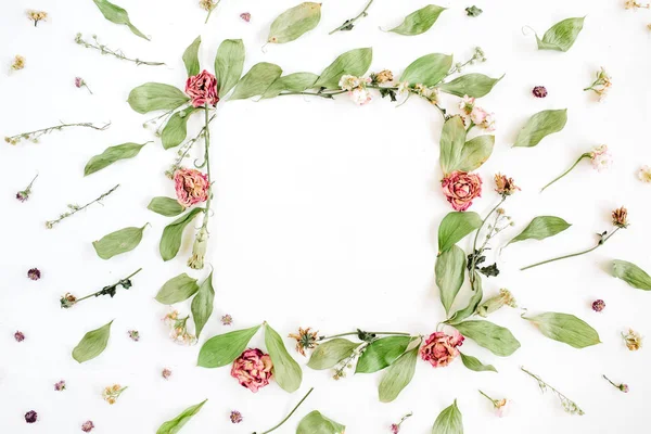 Round frame wreath pattern with roses — Stock Photo, Image