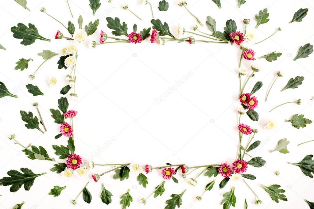 Frame wreath with red and white wildflowers