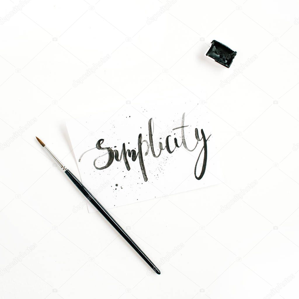 Minimalistic stylish composition with word Simplicity