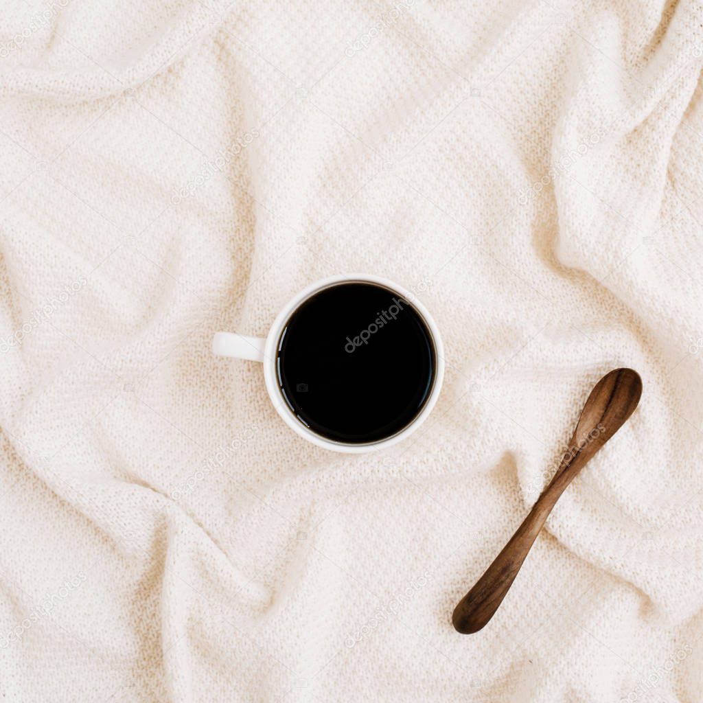 coffee cup with wooden spoon