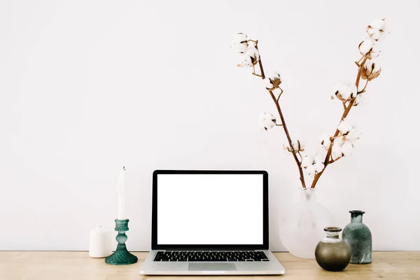Blogger or freelancer workspace — Stock Photo, Image