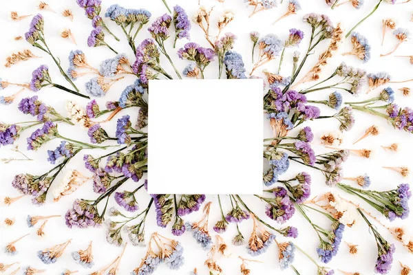 Cadre de fleurs séchées bleu et violet — Photo