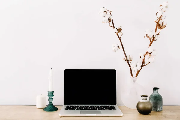 Blogger or freelancer workspace — Stock Photo, Image