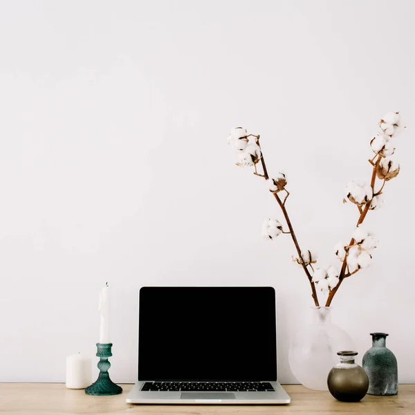 Blogger or freelancer workspace — Stock Photo, Image