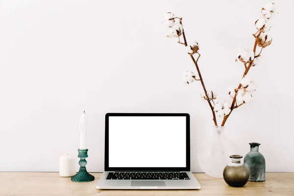 Blogger or freelancer workspace — Stock Photo, Image