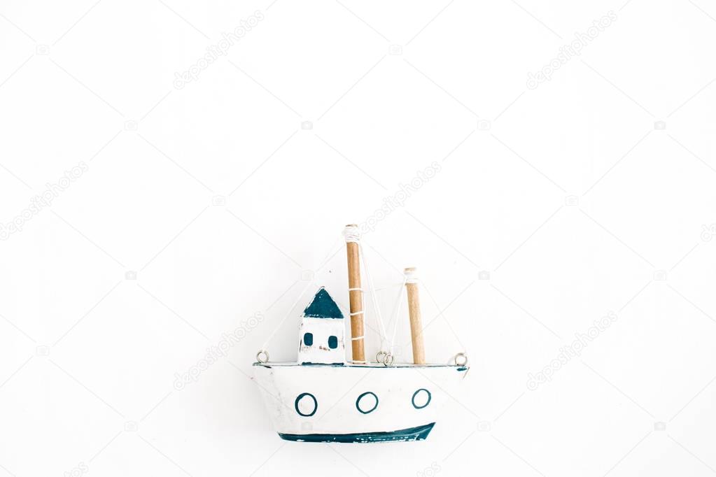 Wooden handmade toy boat 