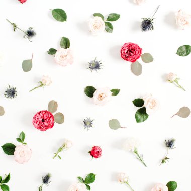 Çiçek desenli kırmızı ve bej Gül yaptı