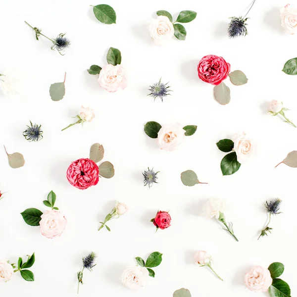 Цветочный узор из красных и бежевых роз — стоковое фото