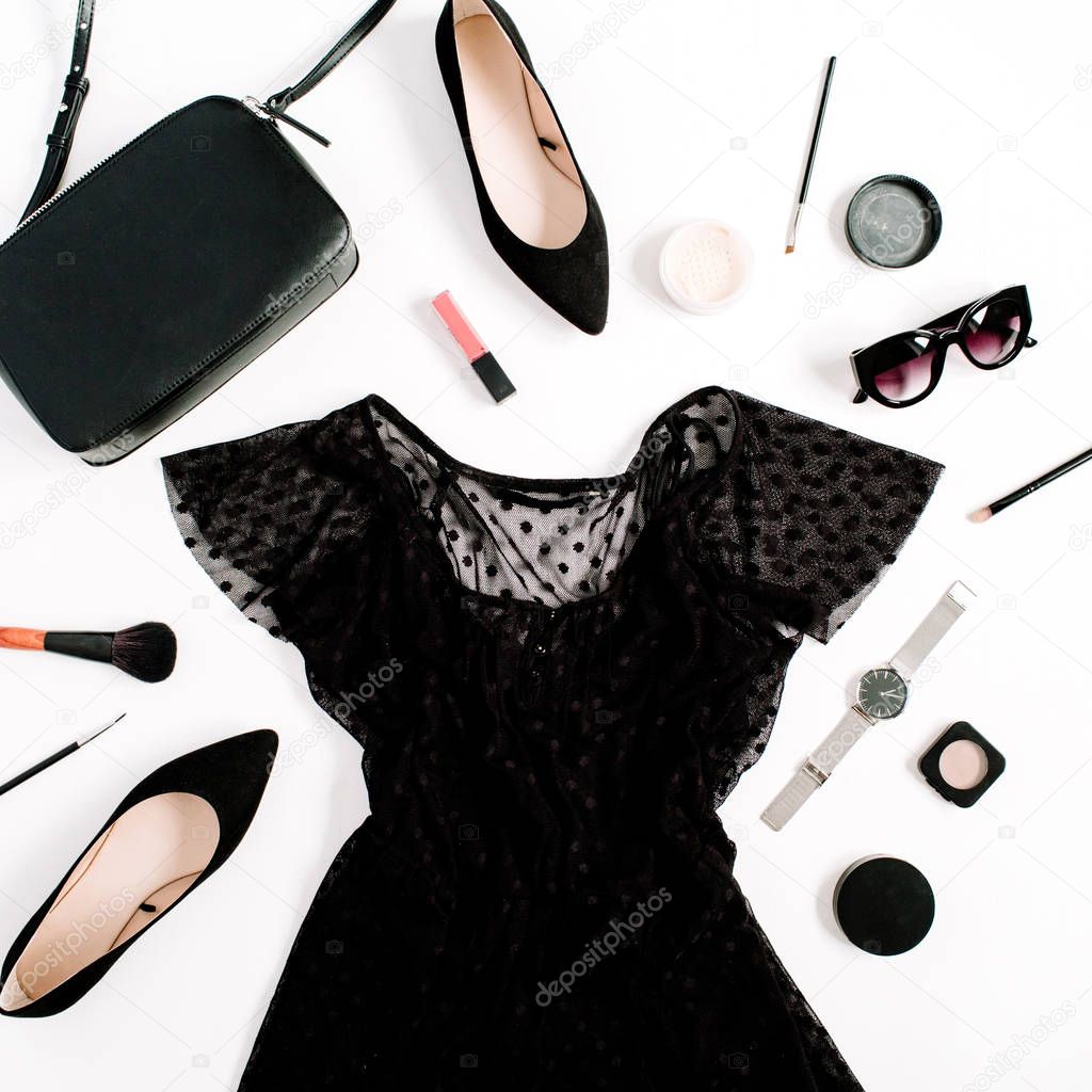 Trendy fashion black styled woman clothes 