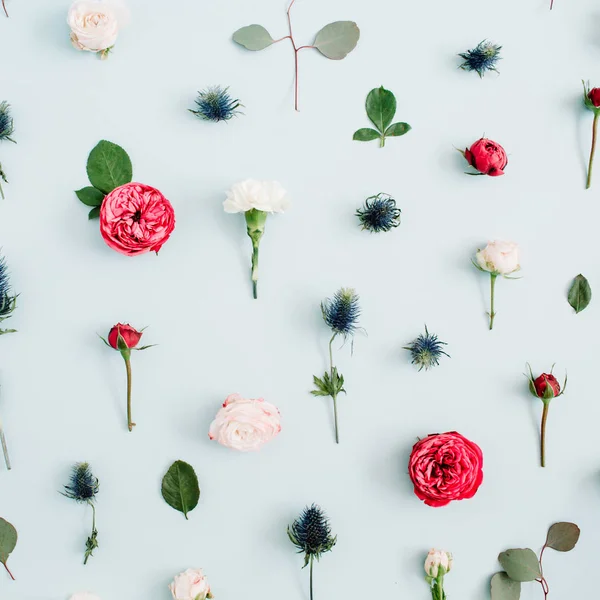 Padrão de flores feitas de rosas bege e vermelho — Fotografia de Stock