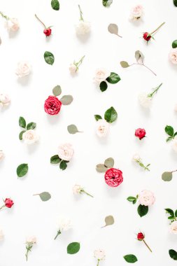 Çiçek desenli kırmızı ve bej Gül yaptı