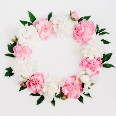 Peony çiçek çelenk çerçeve