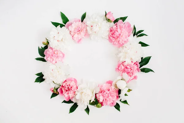 Corona de marco de flores de peonía — Foto de Stock