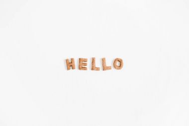Word Hello made of sweet cookies letters clipart