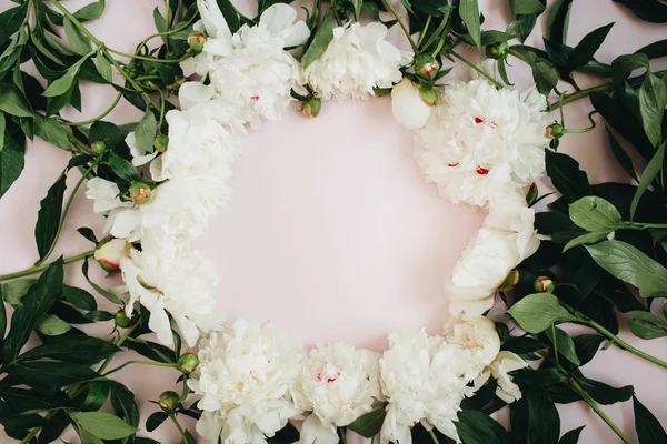 Mönster gjorda av vit pion blommor — Stockfoto