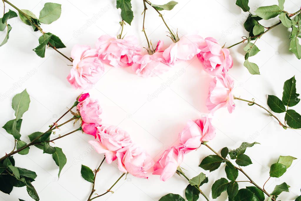 Heart made of pink roses 