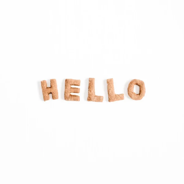 Palavra Olá feito de bolachas doces letras — Fotografia de Stock