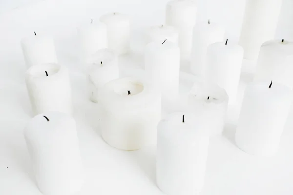 Candles set on white background — Stock Photo, Image