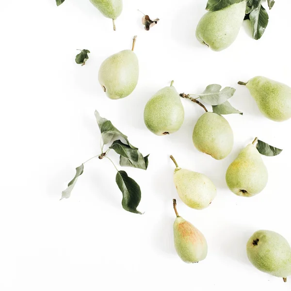 Padrão mínimo de pêras fruta e folhas — Fotografia de Stock