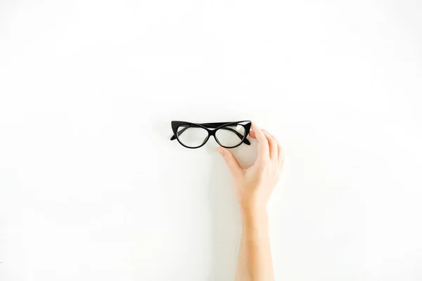 Gafas en mano de mujer — Foto de Stock